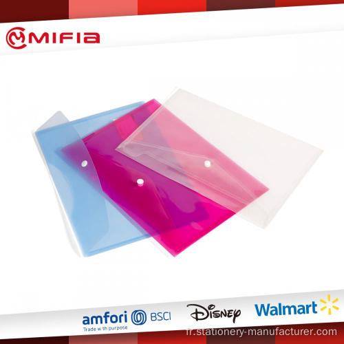 Dossiers d&#39;enveloppe PP en plastique transparent translucide